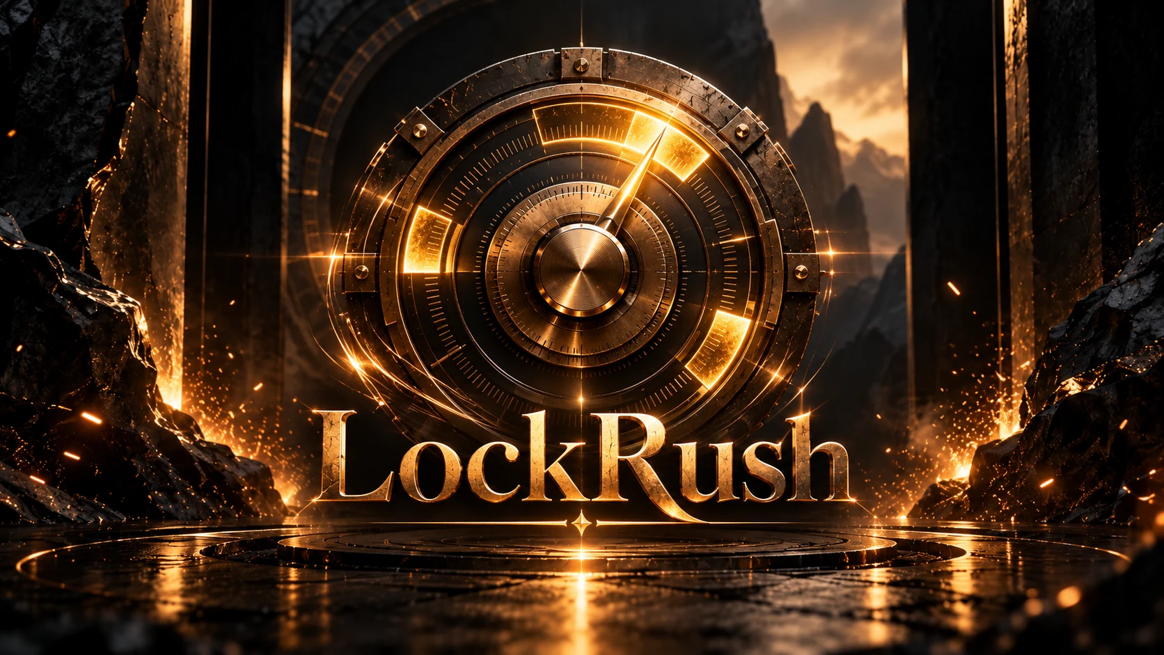 LockRush golden mechanical lock dial artwork